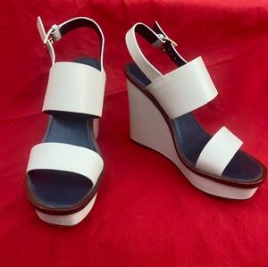 Tory Burch Lexington Leather Wedge Sandal - Size 8.5